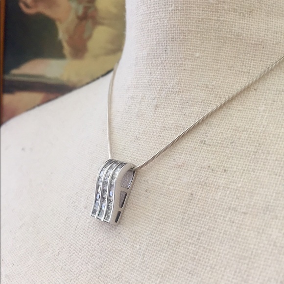 Sterling Silver & Simulated Diamond Necklace - Picture 3 of 11